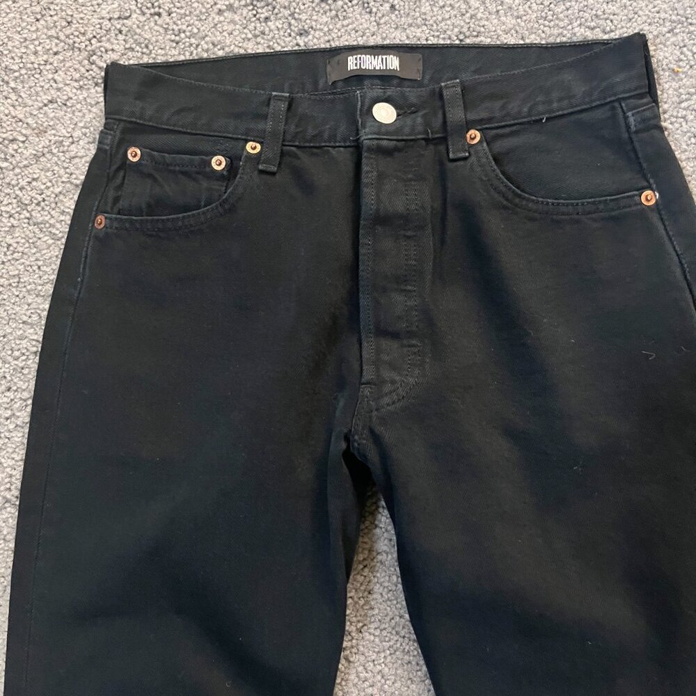 REFORMATION X LEVI'S REPURPOSED UPCYCLED REDESIGNED BLACK JEANS  FITTED  EUC  27 - Picture 3 of 15